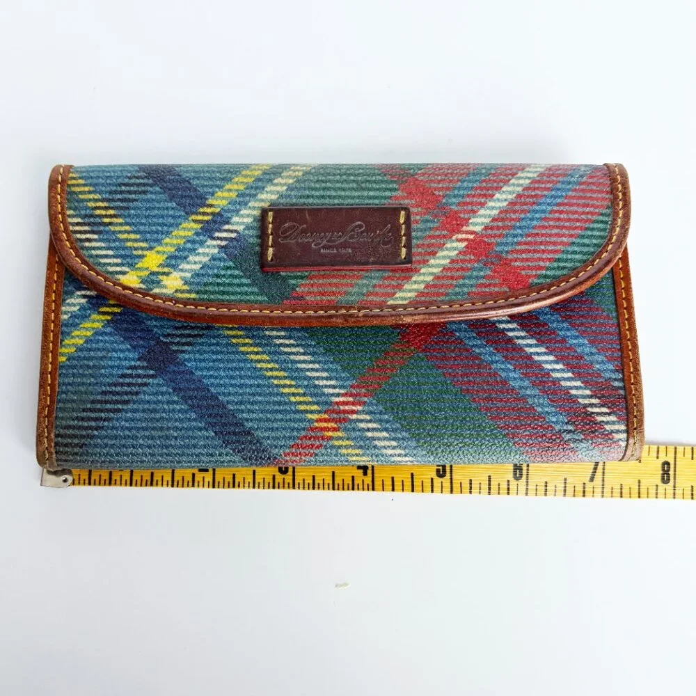 Dooney & Bourke Wallet with Organizer Plaid Canvas Leather Trim Vintage